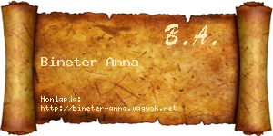 Bineter Anna névjegykártya